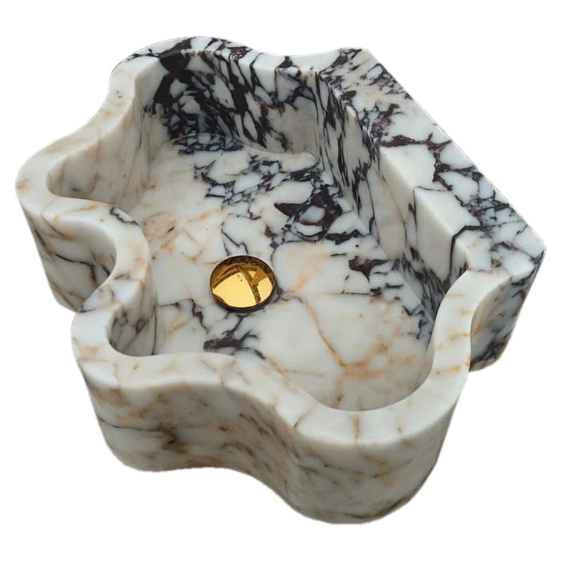 Calacatta Viola Marble Wall-mount Bathroom Sink Wavy Edges (W)16" (L)21" (H)6" side view