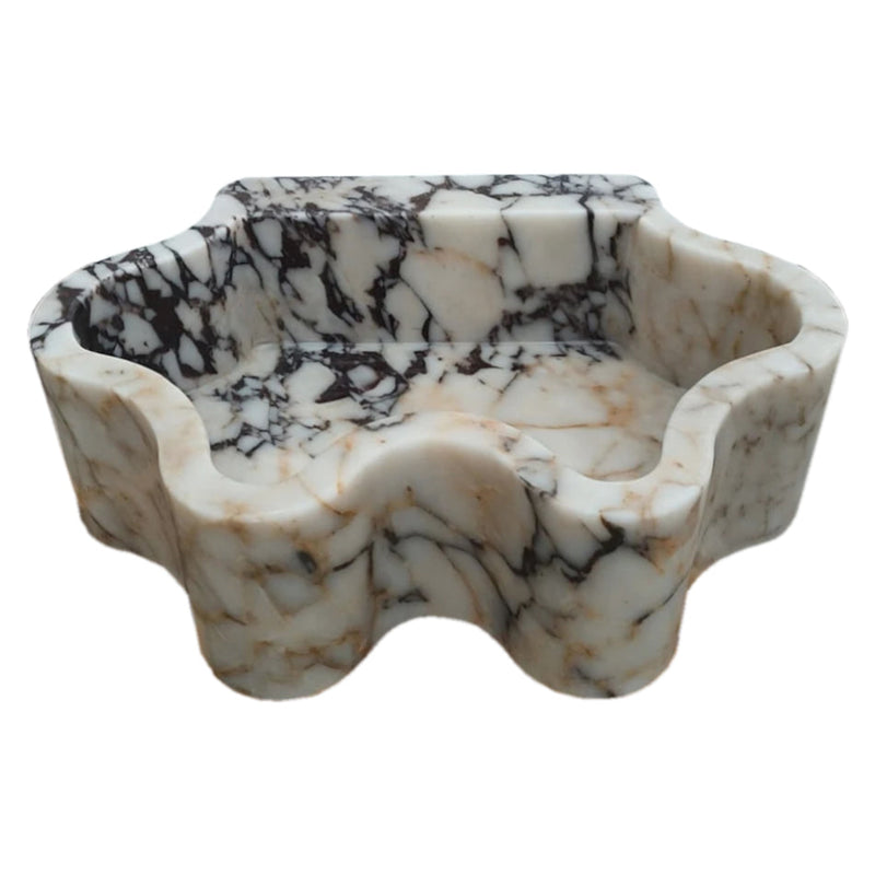 Calacatta Viola Marble Wall-mount Bathroom Sink Wavy Edges (W)16" (L)21" (H)6" side view