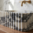Calacatta Viola Marble Wall-Mount Rectangular Fluted Bathroom Sink (W)16" (L)24" (H)8"