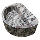 Calacatta Viola Marble Wall-Mount Fluted Half-Round Bathroom Sink (W)16" (L)24" (H)8"