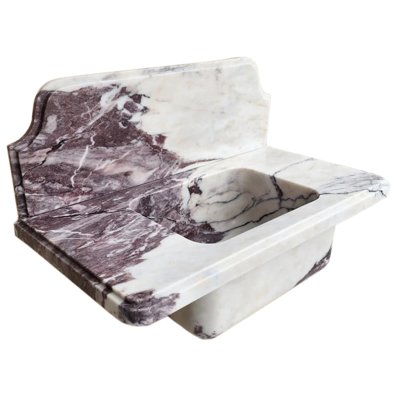 Calacatta Viola Marble Above-vanity Wall-mount Bathroom Sink with 10" Backsplash (W)16" (L)30" (H)8" angle view