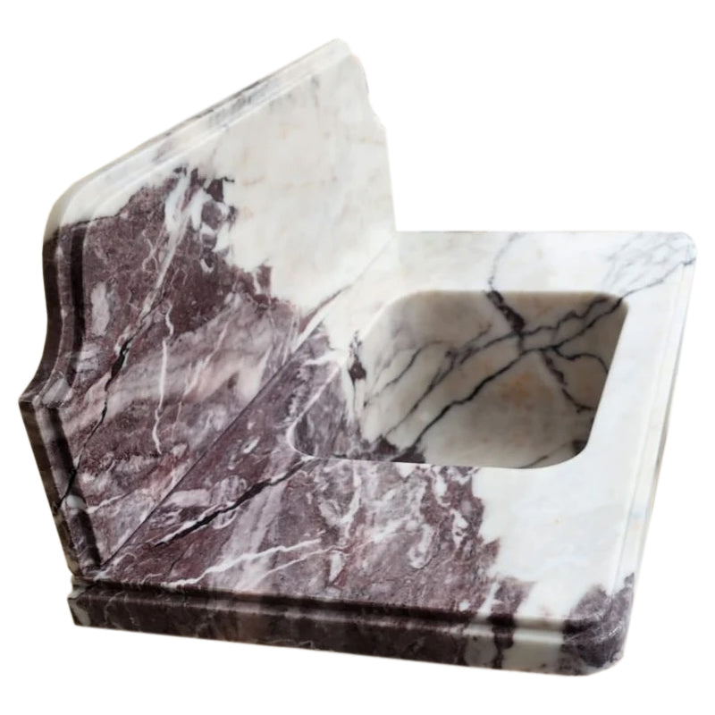 Calacatta Viola Marble Above-vanity Wall-mount Bathroom Sink with 10" Backsplash (W)16" (L)30" (H)8" side view