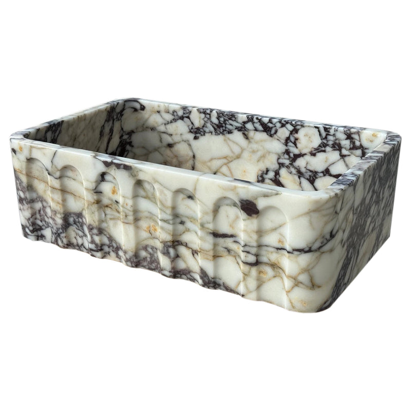 Calacatta Viola Marble Wall-mount Bathroom Vanity Sink Fluted Front (W)19.5" (L)31.5" (H)10" angle view