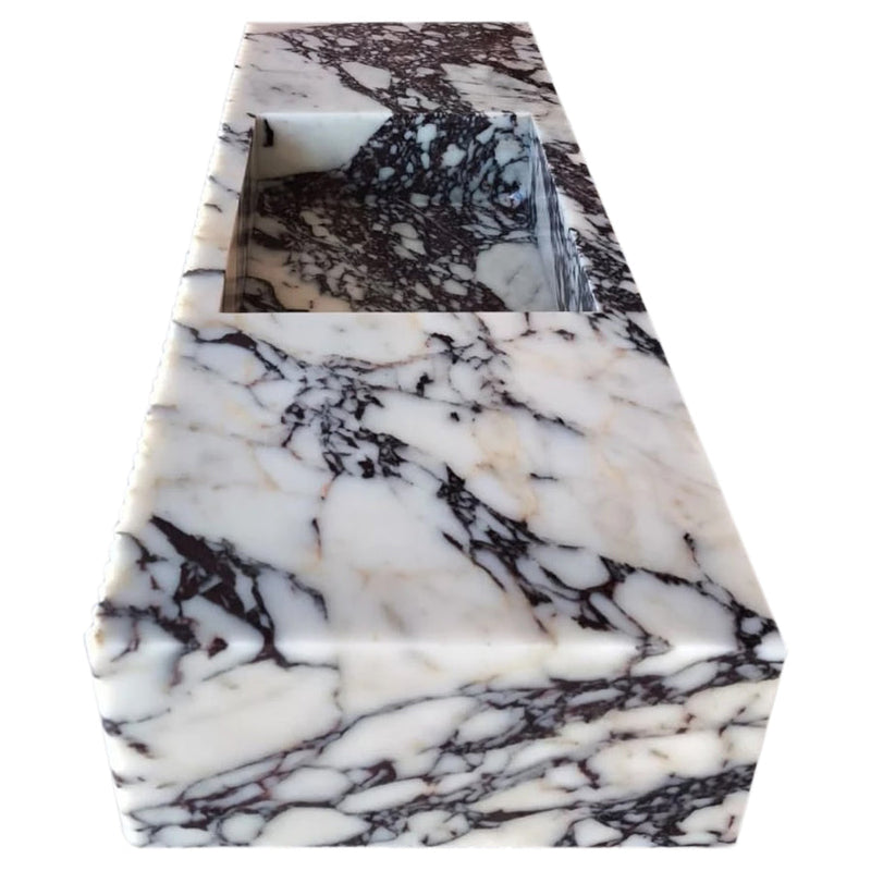 Calacatta Viola Marble Wall-mount Bathroom Vanity Sink Fluted Front (W)20" (L)56" (H)10" side angle view