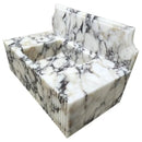 Fluted White Wall Mount Marble Vanity Sink Gray Veining With Backsplash