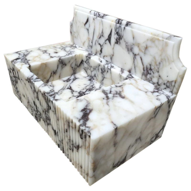 Calacatta Viola Marble Wall-mount Bathroom Vanity Sink Fluted Front (W)21" (L)37" (H)12" product shot