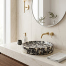 Calacatta Viola Marble Natural Stone Round Above Vanity Bathroom Sink Polished (D)15.5" (H)4.5"