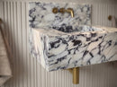 Calacatta Viola Marble Rectangular Wall-mount Bathroom Sink with 10" Backsplash (W)16" (L)32" (H)10"