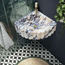 Calacatta Viola Marble Wall-mount Bathroom Corner Vanity Sink Ribbed (W)20" (L)20" (H)7"
