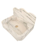 Calacatta White Marble Wall-mount Bathroom Sink with 10" Backsplash (W)16" (L)24" (H)5"