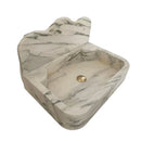 Calacatta White Marble Wall-Mount Bathroom Sink with Arabesque Backsplash (W)16" (L)24" (H)5" angle view