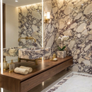 Calacatta Viola Marble Rectangular Wall-mount Bathroom Sink (W)12" (W)18" (H)7"
