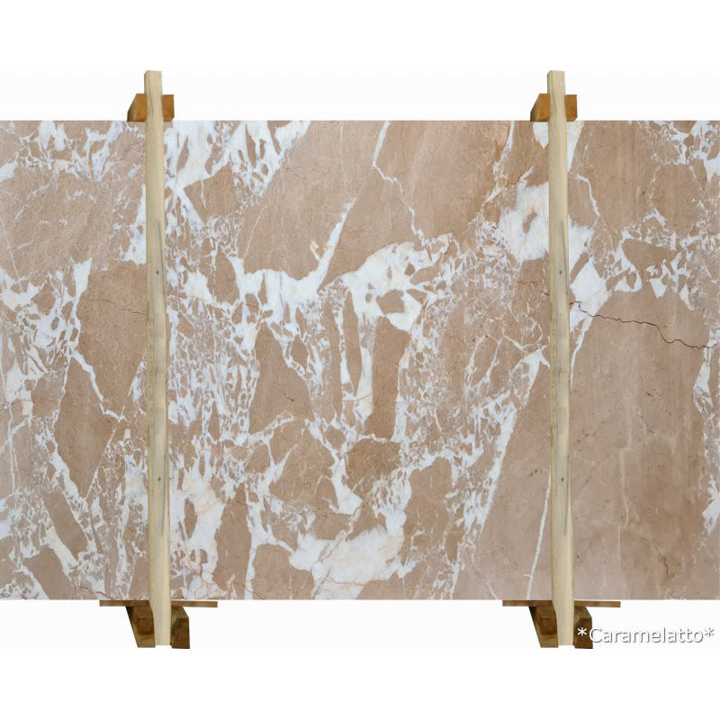 caramelatto beige marble slabs polished 2cm slabs wooden bundle front view