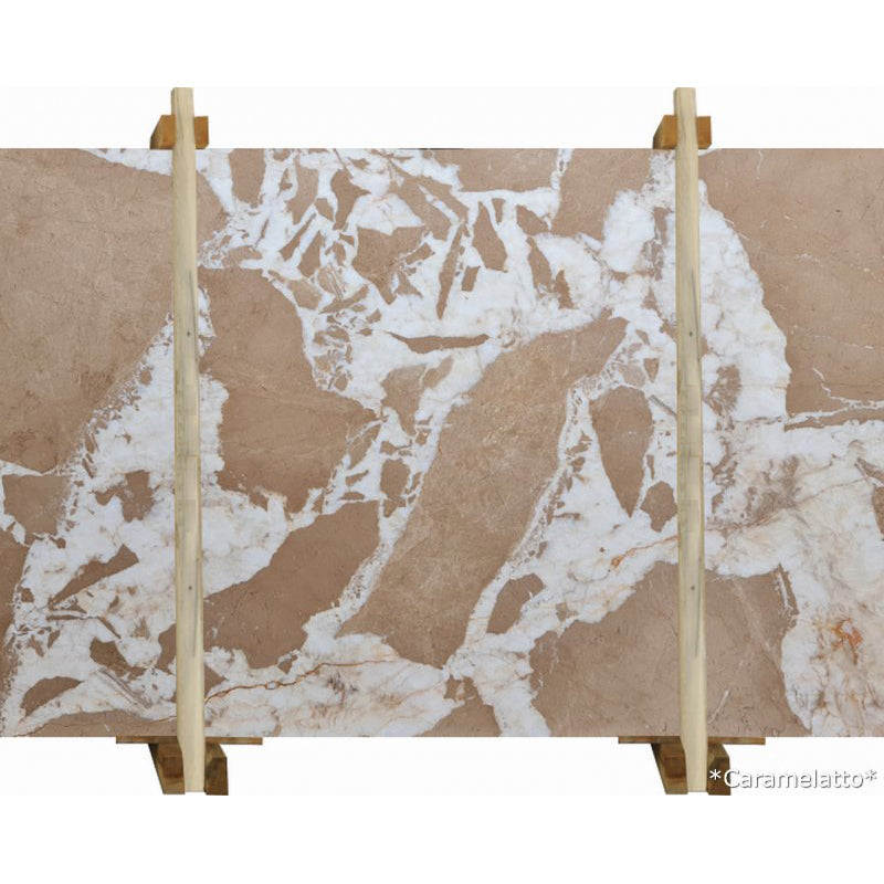 caramelatto beige marble slabs polished 2cm slabs wooden bundle front view