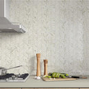 Carrara Blanco Polished Chevron Marble Look Porcelain Mosaics 10x11