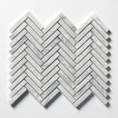 Carrara Blend Honed Herringbone 5/8x3 Marble Mosaics 10 7/16x12 13/16