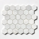 Carrara Blend Honed Hexagon 2 Marble Mosaics 10 3/8x12
