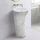 GMStone White Marble Pedestal Sink Round 16x16 Inch