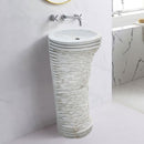 Carrara White Marble Designer Pedestal Stand-Alone Sink (W)16" (L)16" (H)36" bathroom view chrome wall mount faucet