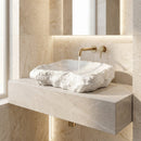 Carrara Marble Rustic Natural Stone Vessel Sink Polished Interior Hand Chiseled Exterior (W)16" (L)22" (H)5"