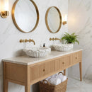 Flower Shaped Carrara White Marble Vessel Bathroom Sink, Polished 18 Inch