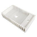 Carrara White Marble Wall-mount Bathroom Vanity Sink Fluted/Reeded (W)12" (L)20" (H)4"
