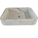 Carrara White Marble Rectangular Wall-mount Bathroom Sink (W)16" (L)24" (H)5" front view