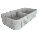 Carrara White Marble Farmhouse Apron Kitchen Double Sink (W)18" (L)36" (H)8" angle view