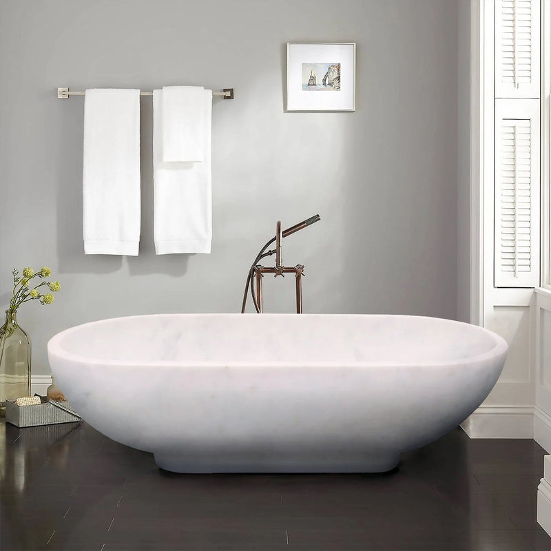 carrara white marble bathtub polished NTRSTC24 W30 L70 H20 bathroom view