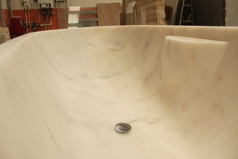 carrara white marble bathtub polished NTRSTC24 W30 L70 H20 inside view