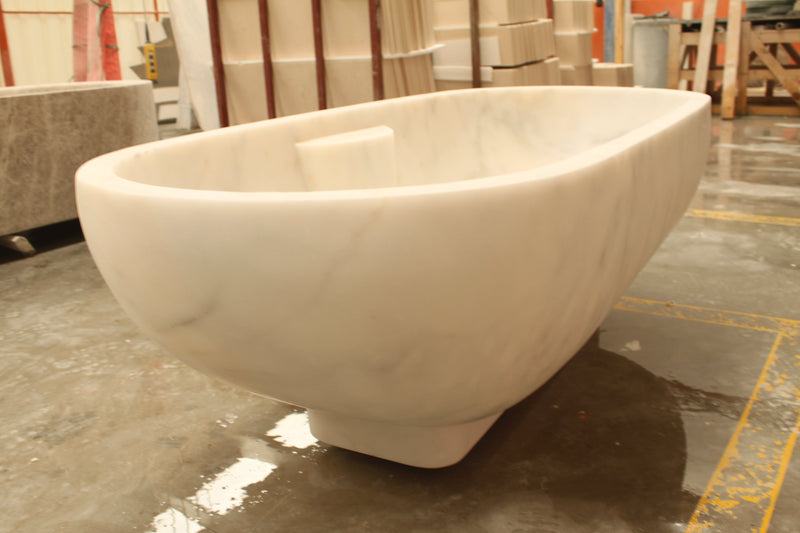 carrara white marble bathtub polished NTRSTC24 W30 L70 H20 profile view