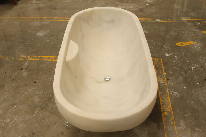 carrara white marble bathtub polished NTRSTC24 W30 L70 H20 top angle view