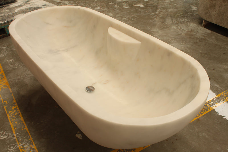 Bianco Carrara White Marble Bathtub Hand-carved from Solid Marble Block (W)30" (L)70" (H)20"