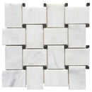 carrara white marble mosaic tile Big basketweave brick polished