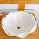 Carrara White Marble Flower Shape Above Vanity Bathroom Sink Polished (D)17" (H)6" angle view
