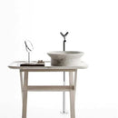 Special Design Marble Above Vanity Bathroom Vessel Sink Polished (D)20" (H)6" Carrara White on wooden foldable vanity