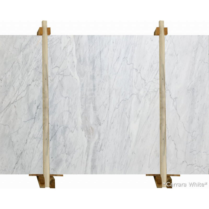 carrara white marble slabs polished 2cm slabs wooden bundle front view