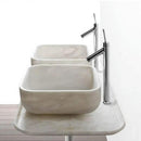 White Carrara Marble Square Vessel Sink Above Counter Handcrafted Polished