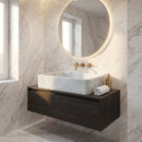 Carrara White Marble Wall-mount Bathroom Sink Ribbed Textured (W)16" (W)24" (H)6"