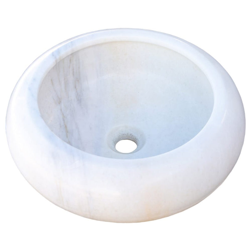 carrara white marble vessel sink TMS16 angle view