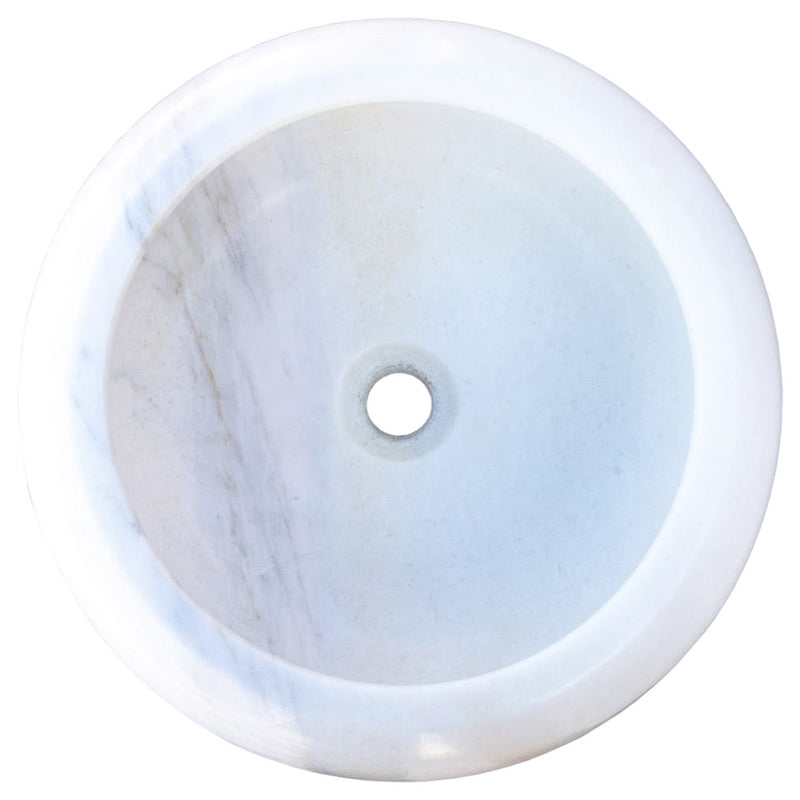 carrara white marble vessel sink TMS16 top view