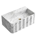 Carrara White Marble Handcrafted Wall-mount Luxury Bathroom Sink Fluted Front (W)16" (L)28" (H)10"