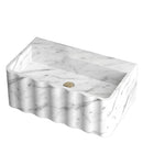 Carrara White Marble Handcrafted Wall-mount Luxury Bathroom Sink Fluted Front (W)16" (L)28" (H)10"