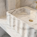 Carrara White Marble Handcrafted Wall-mount Luxury Bathroom Sink Fluted Front (W)16" (L)28" (H)10"
