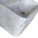 Genuine Carrara White Marble Rectangular Wall-Mount Bathroom Sink 16 By 24 Inches
