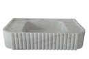 Carrara White Marble Wall-mount Bathroom Vanity Sink Fluted (W)16" (L)28" (H)6" front view