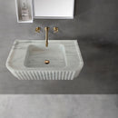 Carrara White Marble Wall-mount Bathroom Vanity Sink Fluted (W)16" (L)28" (H)6"