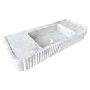Carrara White Marble Wall-mount Bathroom Vanity Sink Fluted (W)16" (L)40" (H)6" polished angle view