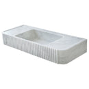 Carrara White Marble Wall-mount Bathroom Vanity Sink Fluted (W)16" (L)40" (H)6" polished profile view