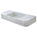Carrara White Marble Fluted Wall Mount Bathroom Vanity Sink 16Inch